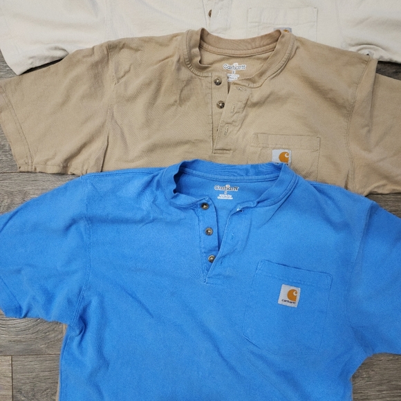🛍 2/$25- 4 Carhartt Loose Fit Heavyweight ShortSleeve Pocket Henley TShirts Men - Picture 3 of 10
